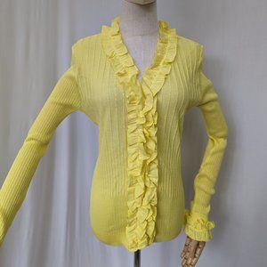 ANNE FONTAINE Parfait Ruffle Yellow Cardigan